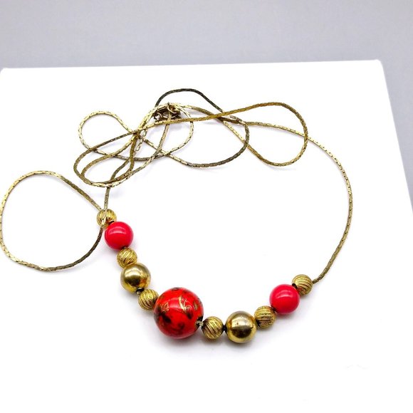 Vintage Slide Bead Necklace with Lovely Cloisonne Floral Focal Bead on Delicate - Picture 4 of 4